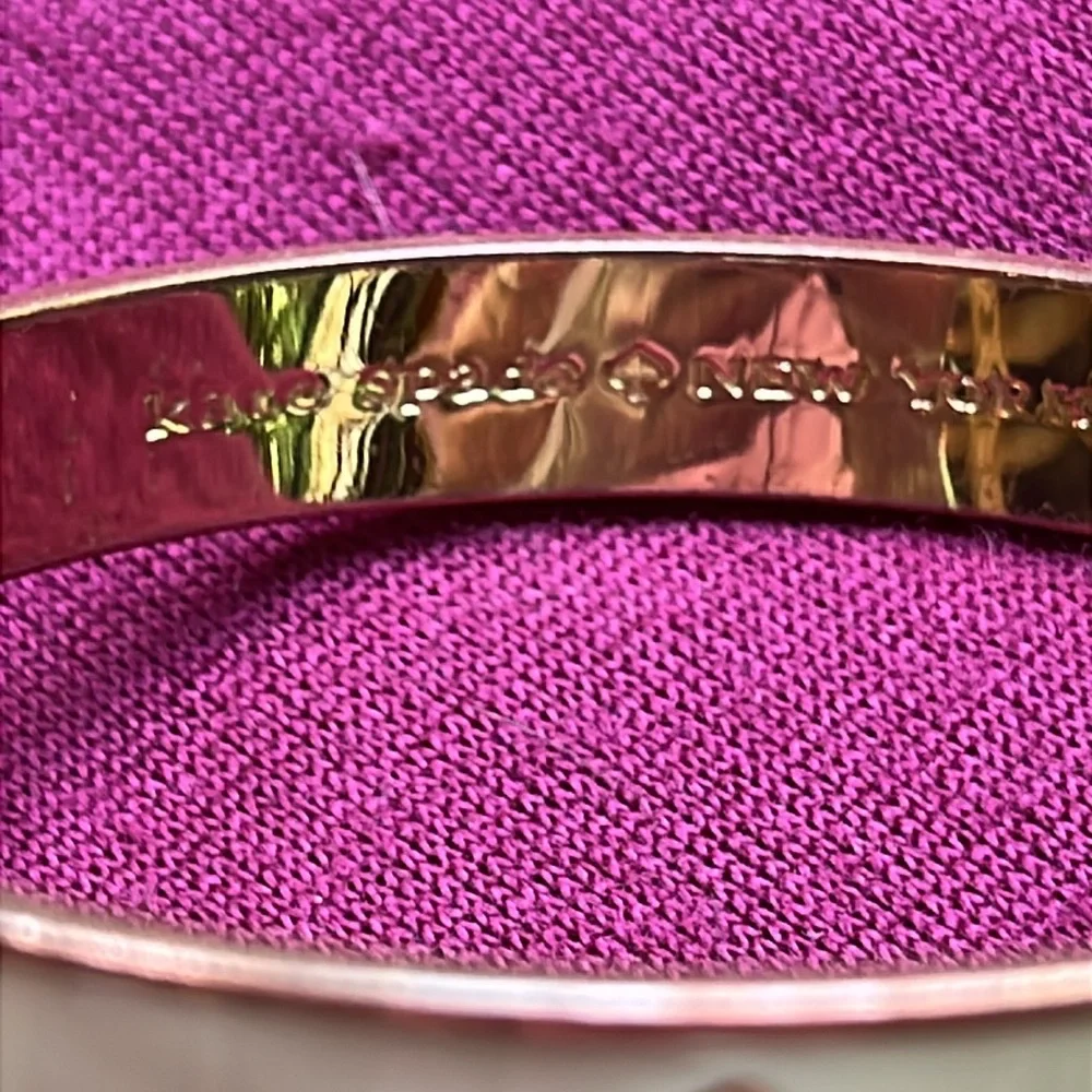 Kate Spade cream enamel gold tone metal bangle cuff bracelet - Picture 2 of 12